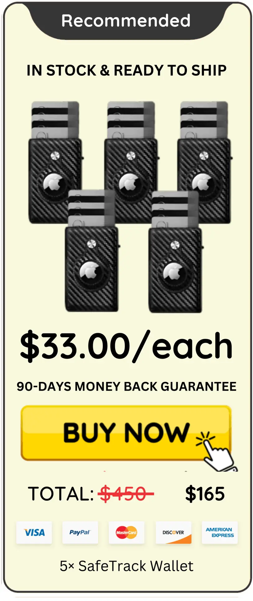 SafeTrack Wallet package price 