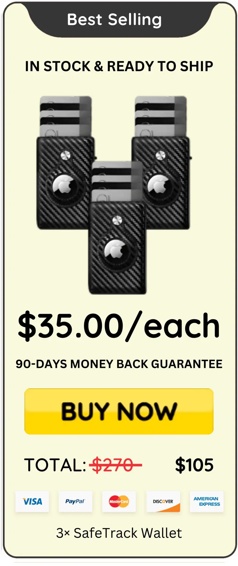 SafeTrack Wallet package price 